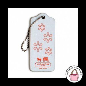 RARE COACH MAGNET Red Flower Floral Leather Key Fob Bag Charm Keychain Hang Tag
